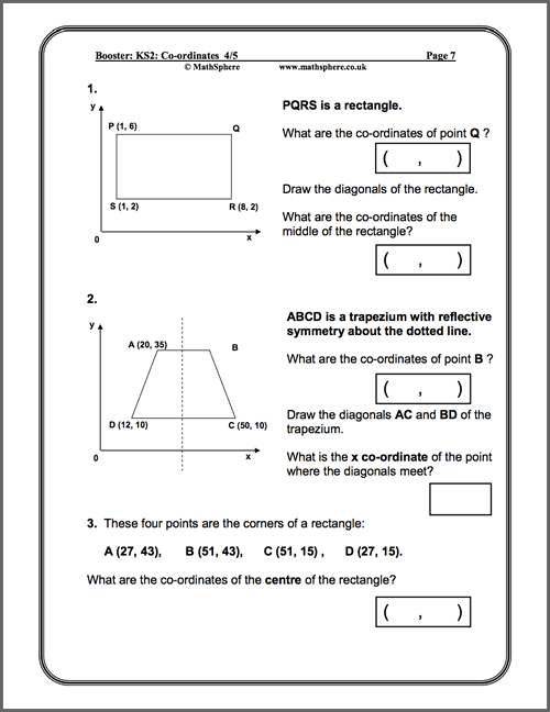 Level 4-5 Co-ordinates Maths Worksheet
